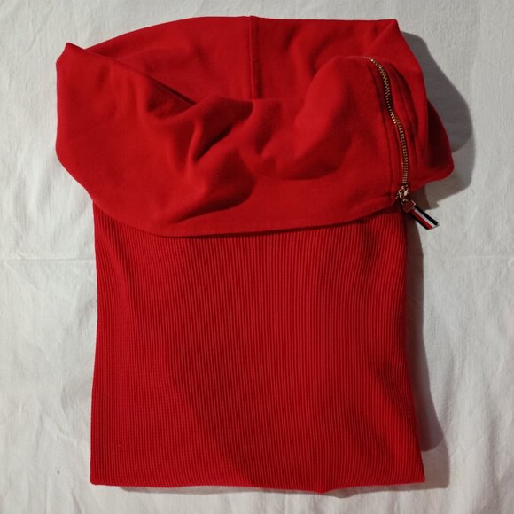 Tommy Hilfiger Women's Zipper Cowl Neck Thermal Red L EUC - Picture 1 of 10